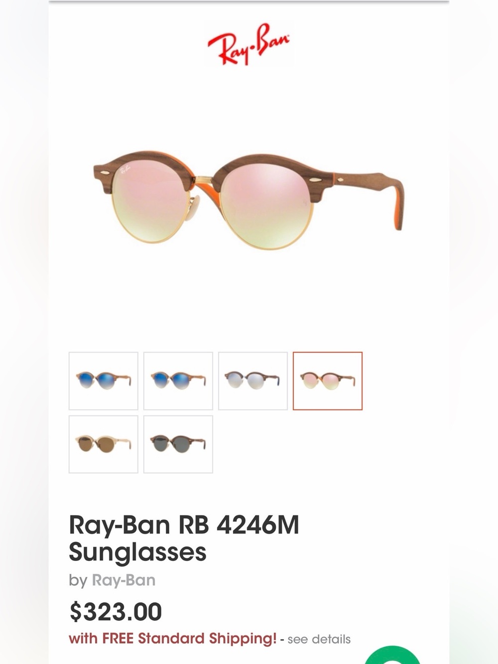 Ray-Ban Women's Round Gold Frame Sunglasses with Copper/Pink Gradient Lenses - Picture 10 of 12